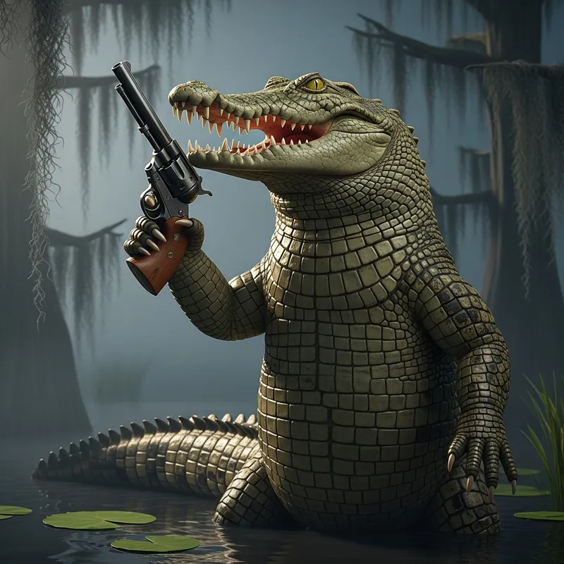 Crocodile with Pistol - Unexpected Encounter
