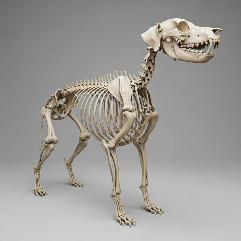 Detailed Canine Skeleton Anatomy Illustration