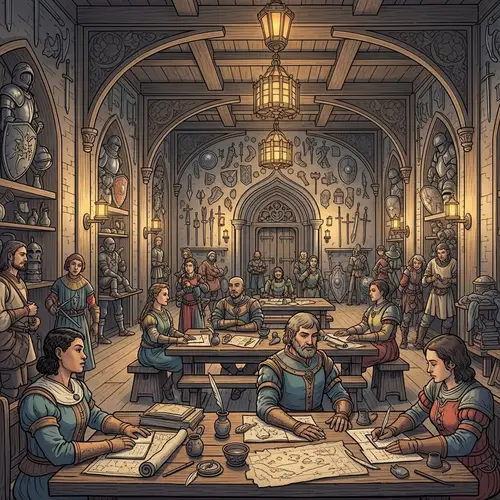 Grand Adventurer's Guild Hall Art | Leonardo Da Vinci Style