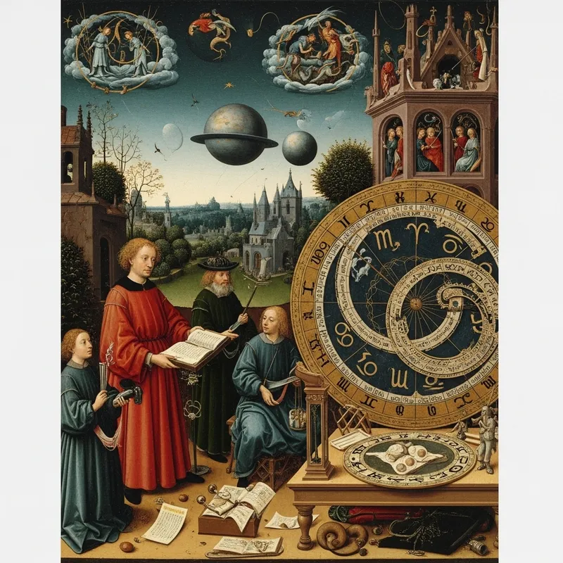 Northern Renaissance Astrology Art: Jan van Eyck Style Masterpiece