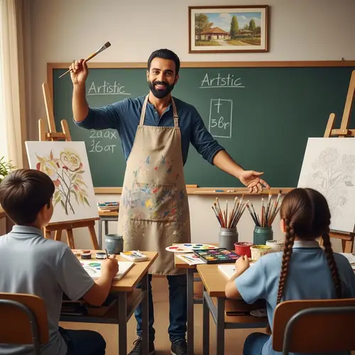 Middle-Eastern Art Teacher Inspires Students in Countryside Classroom