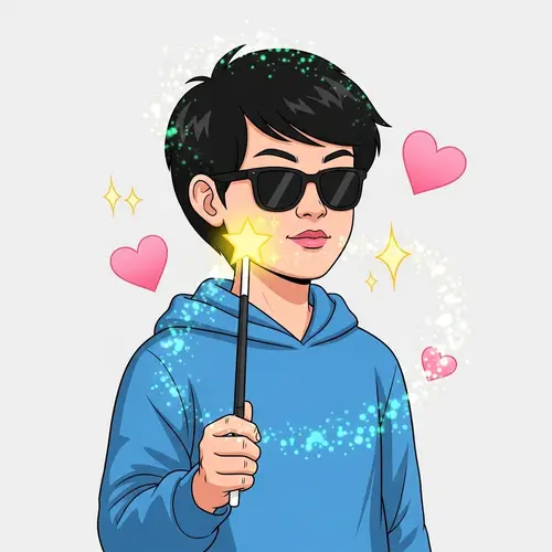 Humorous Cartoon Drawing of Person with Magic Wand