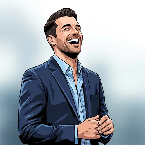 Professional Man Laughing | Corporate Recruitment Illustration