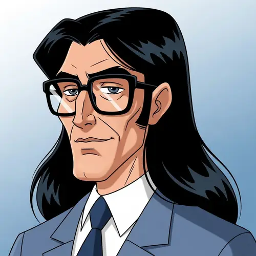Cartoon Character with Prominent Cheekbones and Long Hair