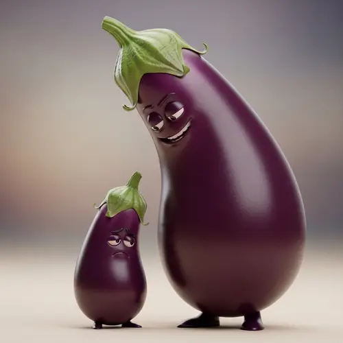 Fun Eggplant Scene: Small Eggplant Bullied by Medium and Large Eggplants
