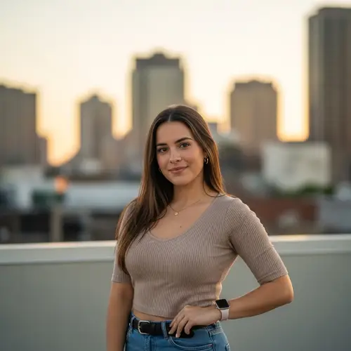 24-Year-Old Hispanic Caucasian Woman in Urban Sunset Cityscape