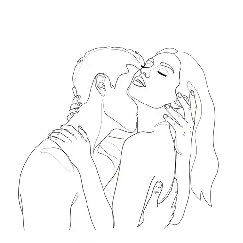 Elegant Line Art of Intimate Foreplay Moments