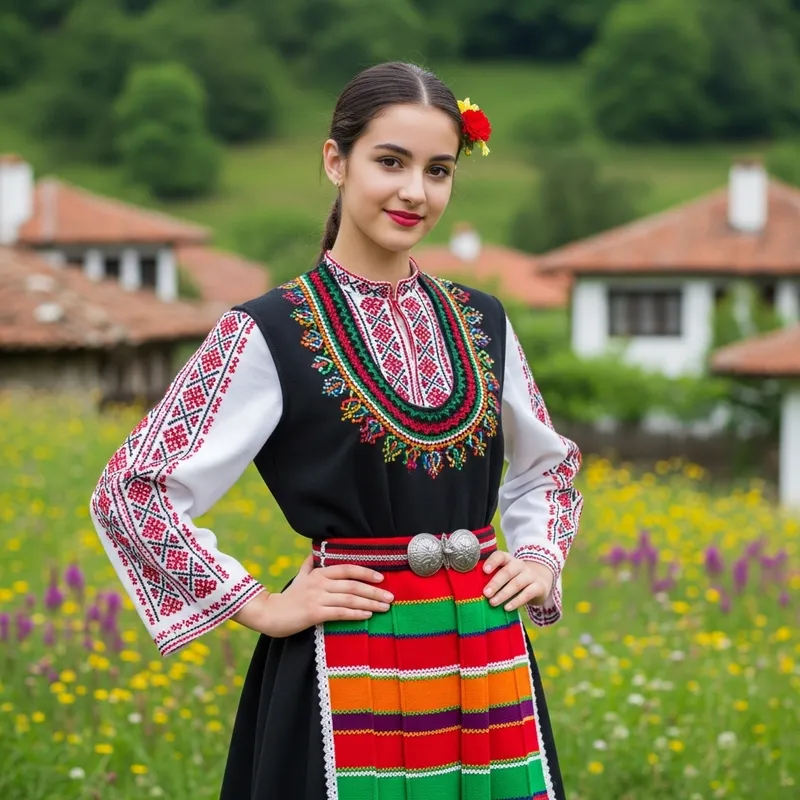 Bulgarian Teenage Girl in Traditional Bulgarian Costume Bulgarian Teenage Girl in Traditional Bulgarian Costume