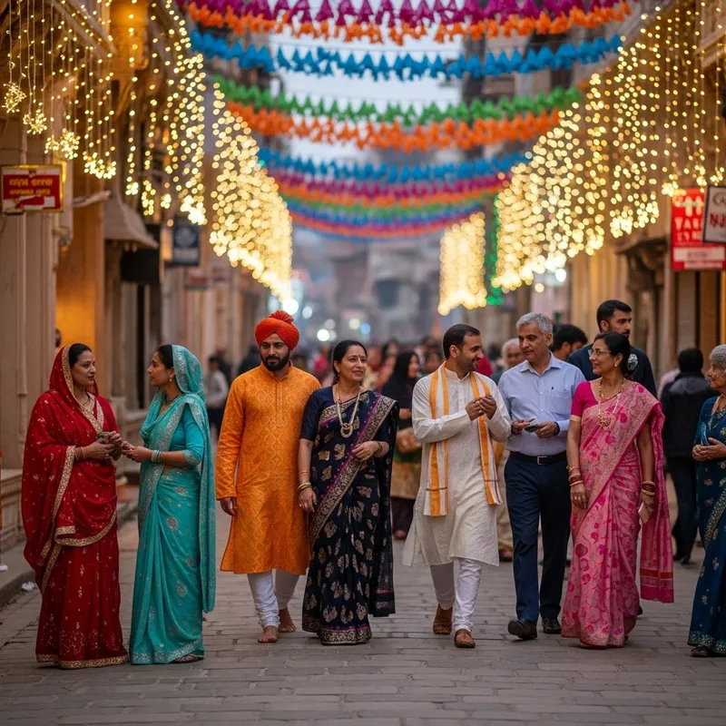 Colorful New Year Celebrations in Vrindavan, India - Festive Decor
