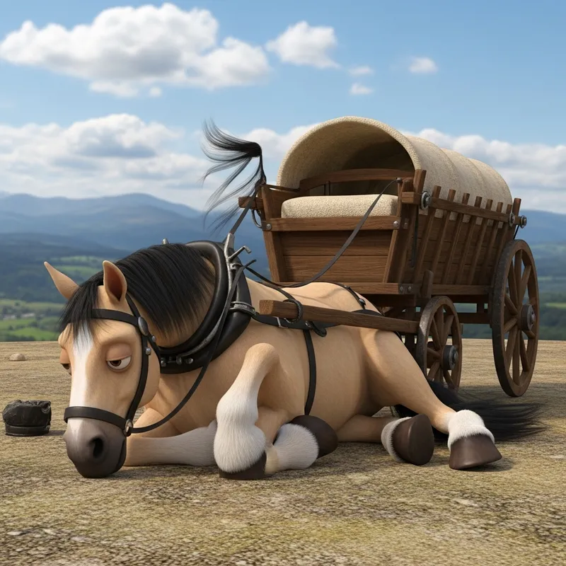 Lazy Horse 3D Image | Whimsical Horse Illustration