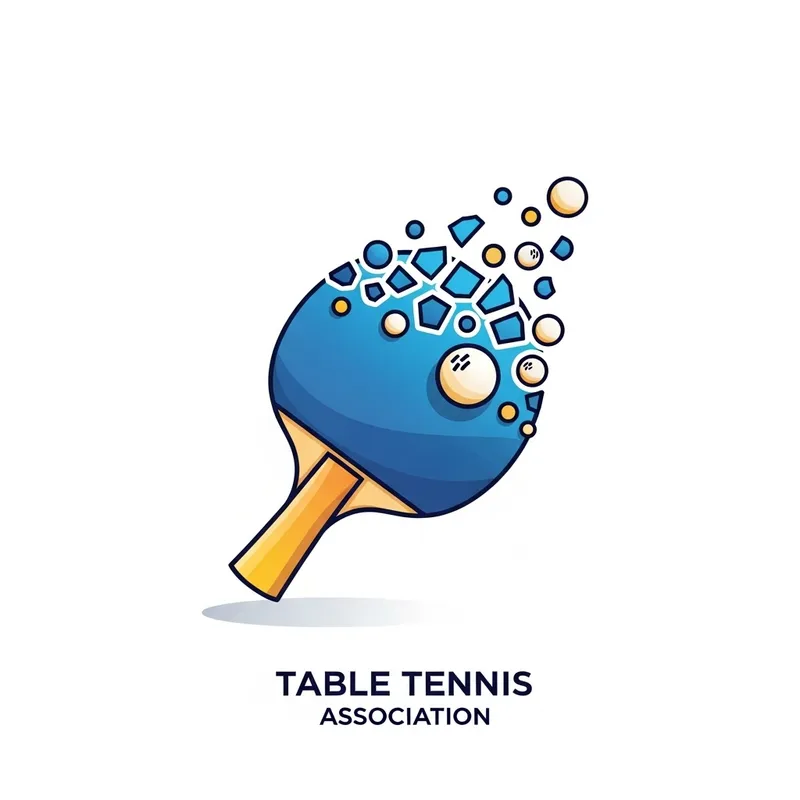 Dynamic Ping Pong Paddle Logo Design in Trending Blues & Yellows