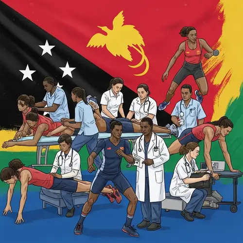 Papua New Guinean Physiotherapists and Doctors Assisting Athletes in Sports Codes