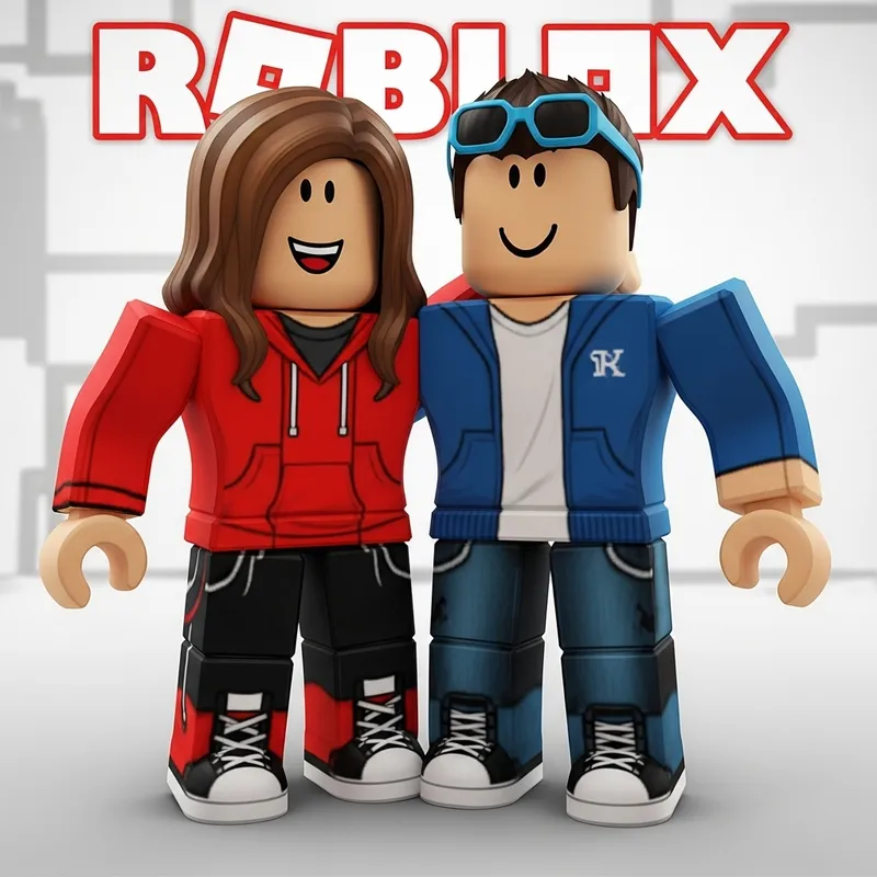 Roblox Couple in Stylish Red and Blue Outfits Roblox Couple in Stylish Red and Blue Outfits
