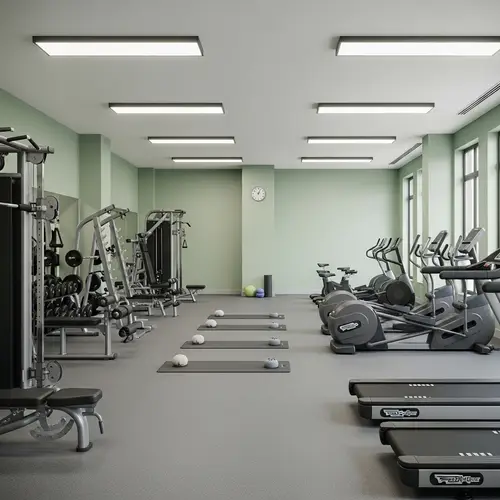 Premium Gym in Pastel Green Sports Fitness Room