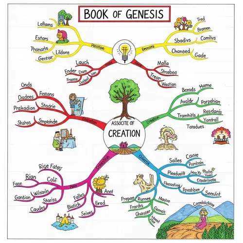 Vibrant Mind Map: Genesis Book Key Points Visualized