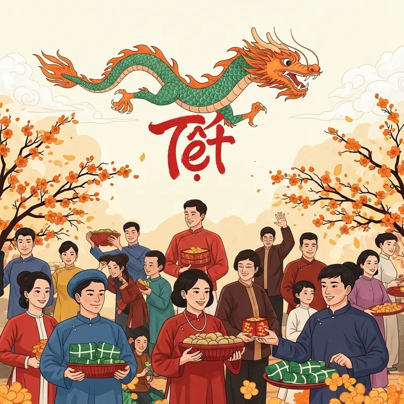 Vibrant Vietnamese Tet Festival Display - Cultural Heritage & Joy