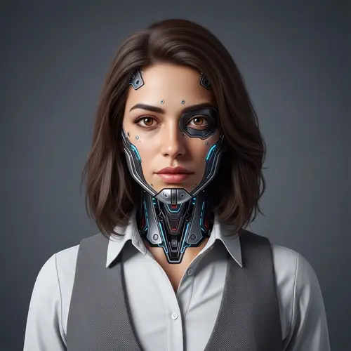 Futuristic Half-Cyborg Woman with Middle-Eastern Features