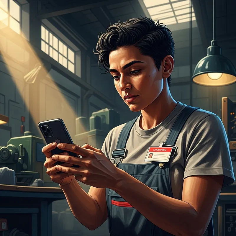 Plant Worker in Factory Setting: Gritty, Steampunk-Inspired Portrait