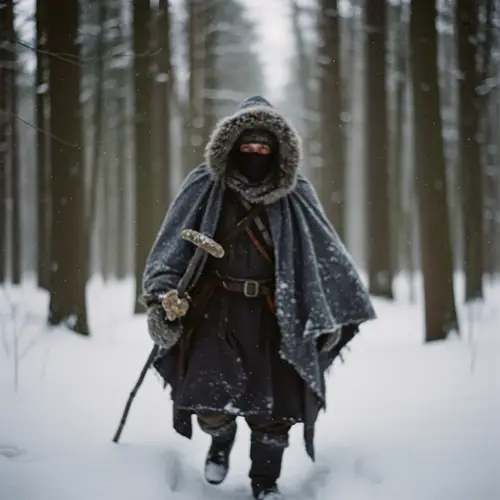 Mysterious Figure in Snowy Forest | Fantasy Genre