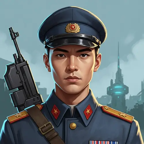 Comic Book Style Digital Painting of Young Man in Military Uniform