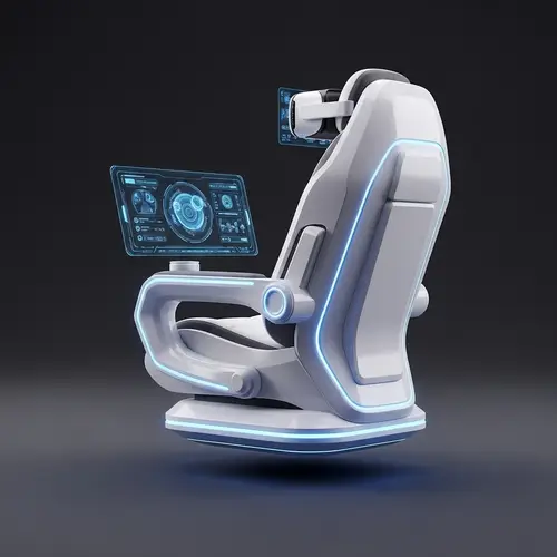 Futuristic White Chair with Advanced Anti-Gravity Technology