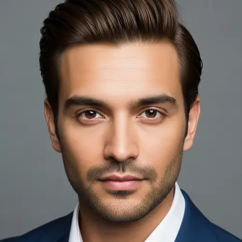 Stunning South Asian Man with Tranquil Gaze | Sophisticated Appeal