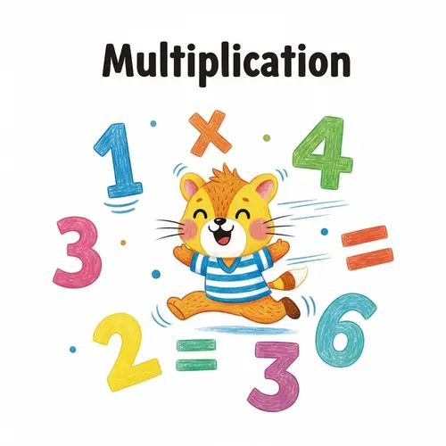 Vibrant Multiplication Booklet Cover with Cute Animal Mascot