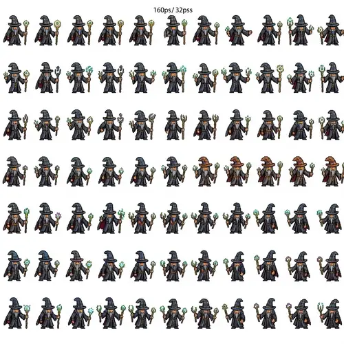 Pixel Art Game Sprite Sheet for Magus Characters - 160x288 px