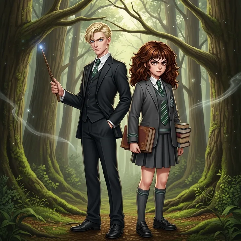 Draco Malfoy and Hermione Granger in the Forest Draco Malfoy and Hermione Granger in the Forest