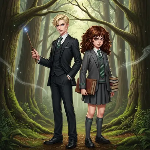 Draco Malfoy and Hermione Granger in the Forest