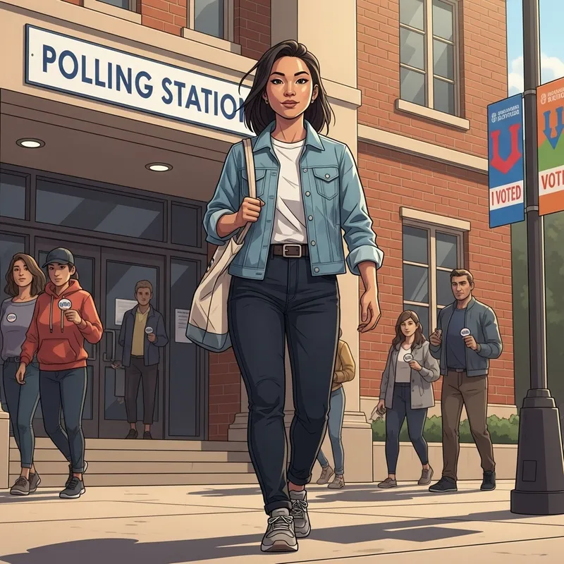 Young Asian Woman Voting - Civic Duty Illustration Young Asian Woman Voting - Civic Duty Illustration