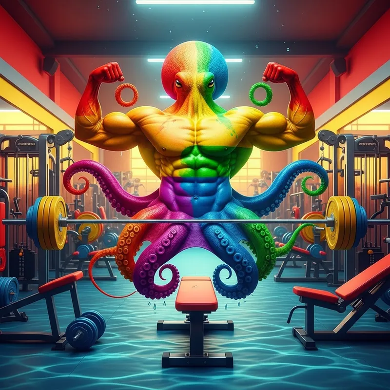 Surreal Rainbow Octopus Gym Design Surreal Rainbow Octopus Gym Design
