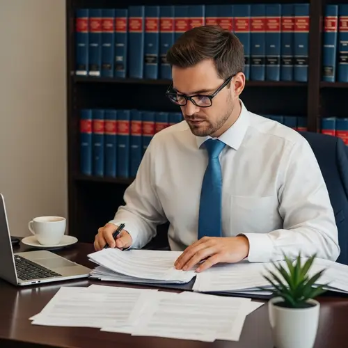 Diligent Patent Examiner in Action - Office Scene
