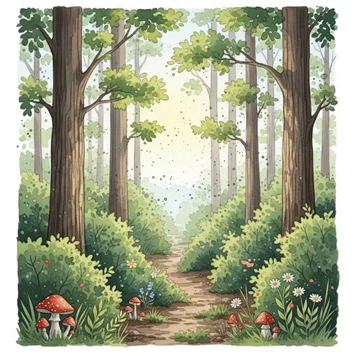 Enchanting Forest Watercolor Painting