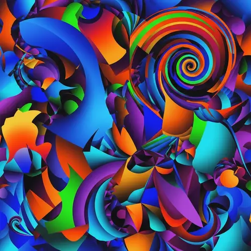 Vibrant Abstract Swirling Geometric Shapes