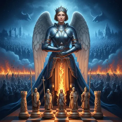 Triumphant Angelic Queen of Chess - Joan of Arc Painting