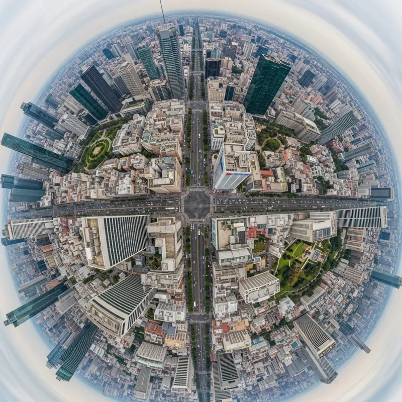 360-Degree City View: Vibrant Urban Landscape and Diverse Life 360-Degree City View: Vibrant Urban Landscape and Diverse Life