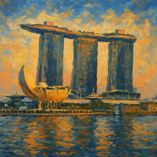 Marina Bay Sands Oil Painting - Singapore Art