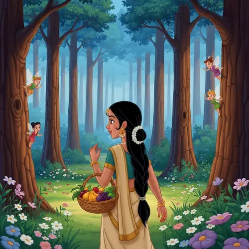 Enchanting Indian Girl in Vibrant Forest | Disney-Inspired Scene