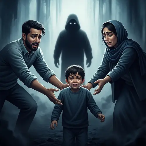 Distressed Parents Reaching for Crying Child | Emotional Scene