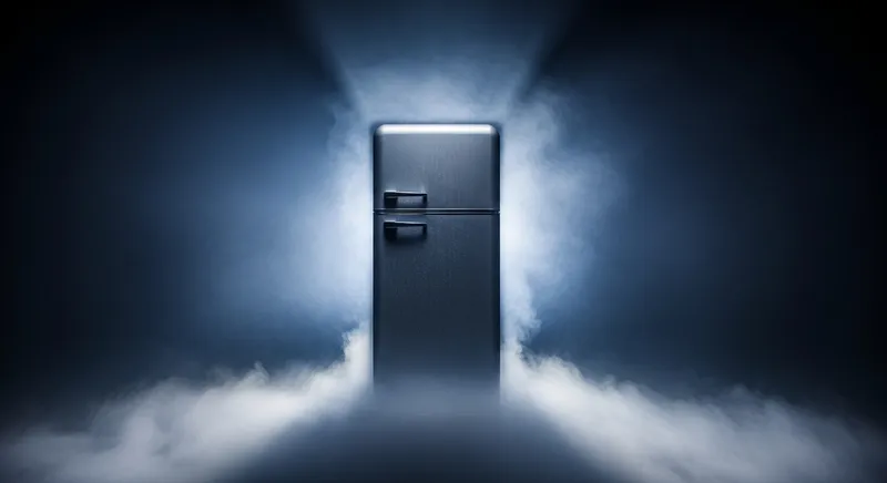 Mysterious Refrigerator in Dark Fog