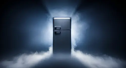 Mysterious Refrigerator in Dark Fog