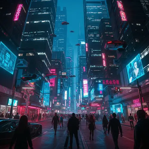 Futuristic Cyberpunk Cityscape at Night | Neon Urban Metropolis