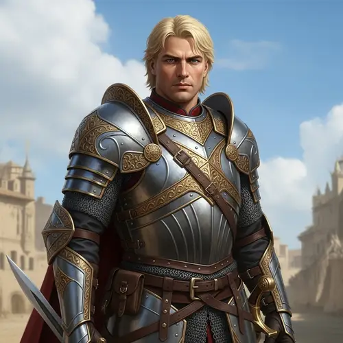 Middle-Eastern Prince in Gleaming Armor with Blonde Hair