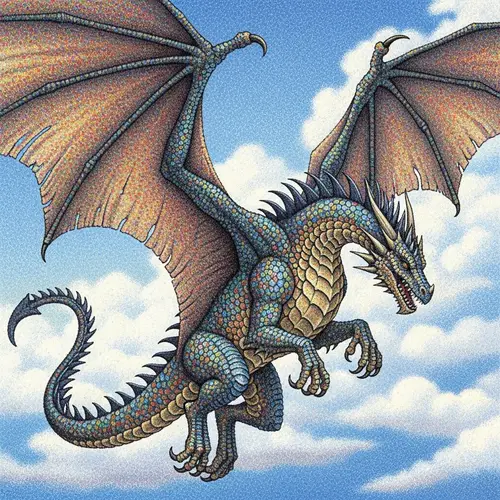 Majestic Dragon Art: Pointillism Masterpiece
