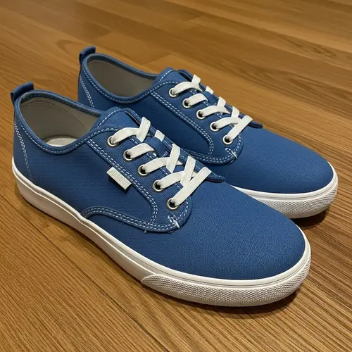Modern and Stylish Blue Sneakers | Soft Fabric, White Laces