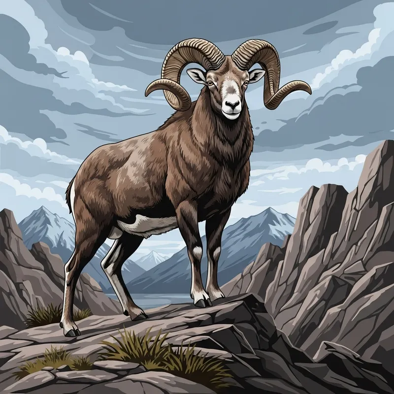 Stunning Ram Art on Rocky Terrain