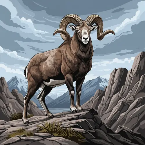 Stunning Ram Vector Art on Rocky Terrain