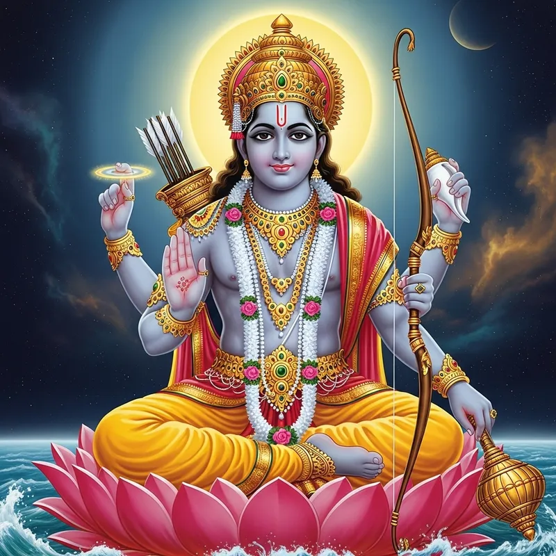 Detailed Close-up Portrait of Lord Vishnu - Divine Hindu Deity