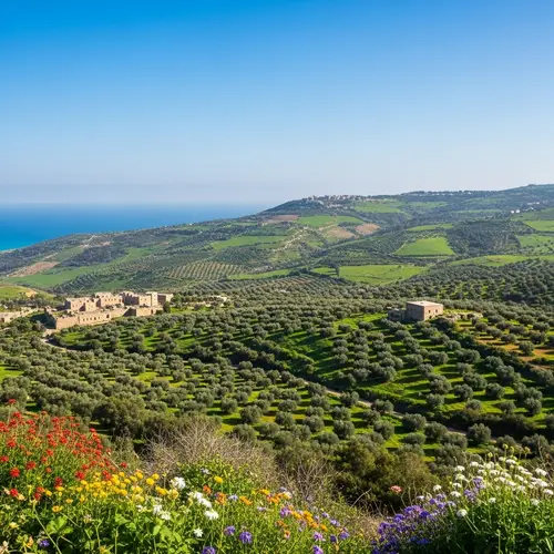 Mediterranean Landscape in Israel: Lush Green Hills & Olive Trees